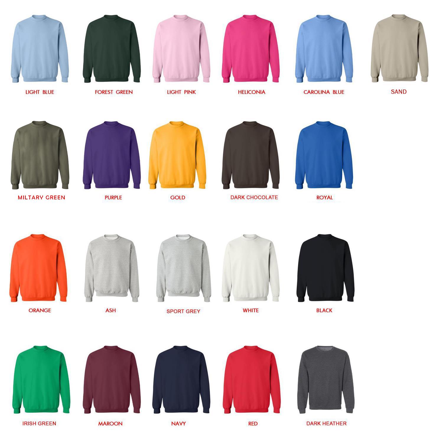sweatshirt color chart - Distractible Merchandise