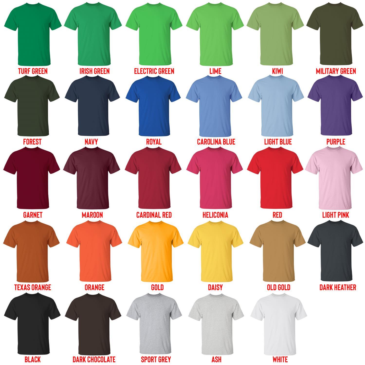 t shirt color chart - Distractible Merchandise