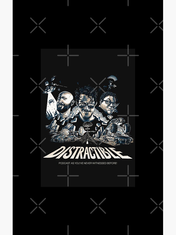 Distractible Postcard Merch Monochrome Shower Curtain - Image 2
