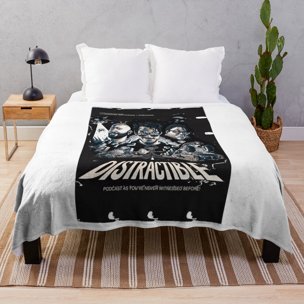 Distractible Merch Monochrome Distractible Throw Blanket