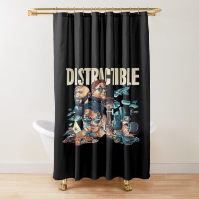 Distractible Podcast Retro Design Shower Curtain