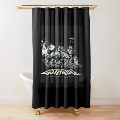 Distractible Postcard Merch Monochrome Shower Curtain