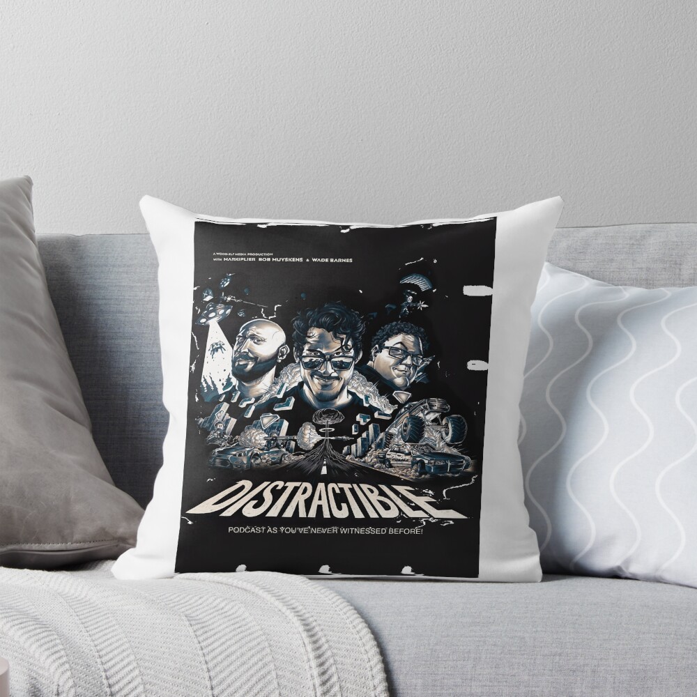 Distractible Merch Monochrome Distractible Throw Pillow