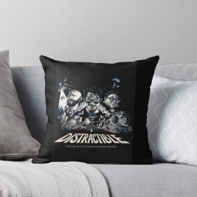 Distractible Merch Monochrome Throw Pillow